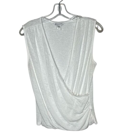 Athleta Breezy Wrap Crossover White Draped Tank Top. Size Medium. - Picture 1 of 7